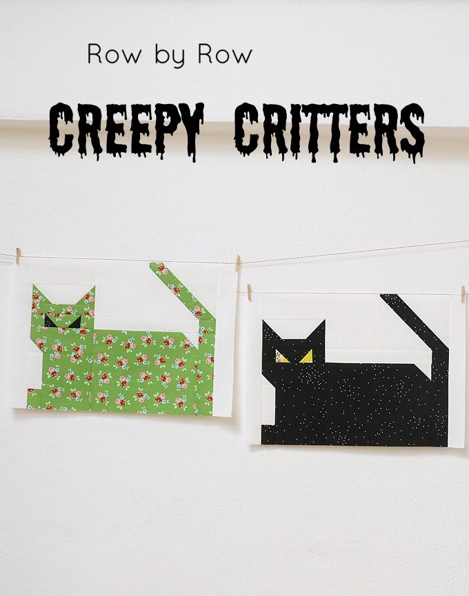 Creepy Critters Halloween Quilt - Cat Quilt Block