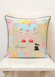 Bonjour Cushion made with Backyard Roses and Bloom and Bliss by Nadra Ridgeway