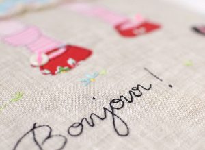 Bonjour Cushion made with Backyard Roses and Bloom and Bliss by Nadra Ridgeway