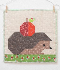 Hedgehog and Apple Mini Quilt Pattern by Nadra Ridgeway of ellis & higgs