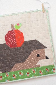 Hedgehog and Apple Mini Quilt Pattern by Nadra Ridgeway of ellis & higgs