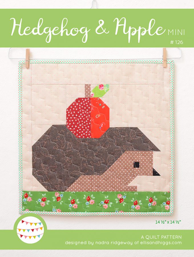 Hedgehog and Apple Mini Quilt Pattern by Nadra Ridgeway of ellis & higgs