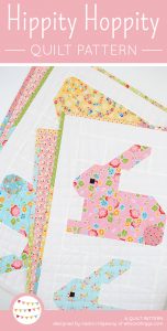 Colorful Easter Bunny Quilt hanging on the wall