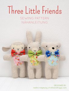Three Little Friends Bunny Bear and Lambkin Softie Pattern by Nadra Ridgeway of ellis & higgs