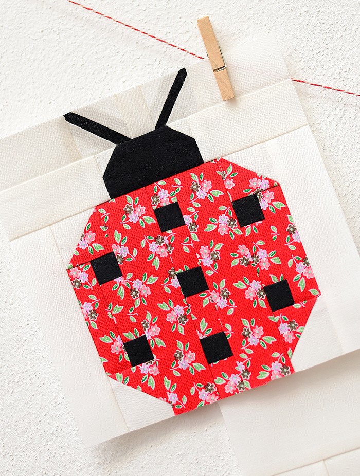 Ladybug Quilt Block Pattern by Nadra Ridgeway of ellis & higgs