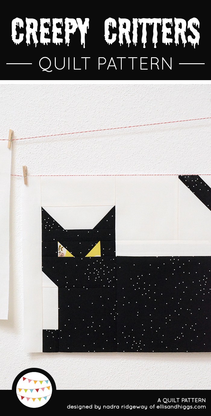 Creepy Critters Halloween Quilt Cat Quilt Block ellis & higgs