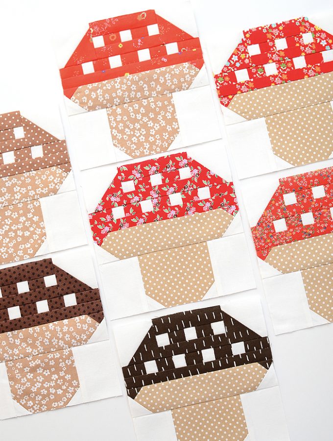 Mushroom Quilt Blocks or How to sew small pieces