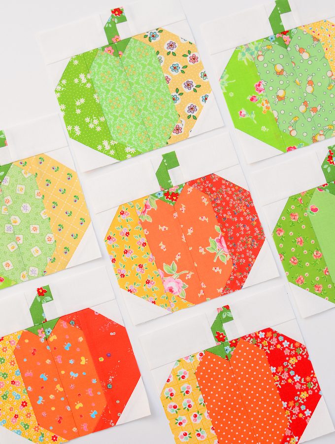 Pumpkin Quilt Block or Make your own Precuts or How to sew small pieces