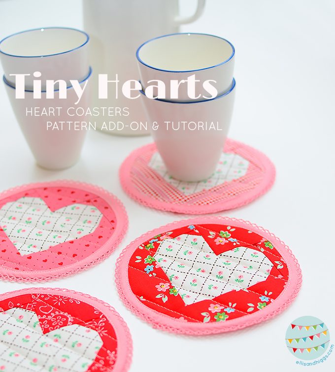 Valentine's Day heart coasters Tutorial & Pattern add-on