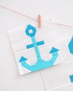 6 Inch Anchor quilt block hanging on the wall