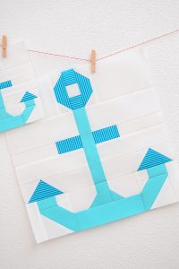 12 Inch Anchor quilt block hanging on the wall