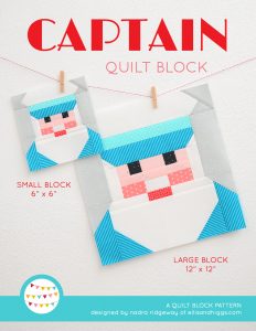 Captain quilt block in two sizes hanging on a wall