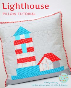 Quilted pillow with a lighthouse design