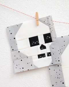 6 Inch Skull quilt block hanging on a wall