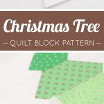Christmas Tree quilt block in two sizes hanging on a wall - Christmas quilt pattern