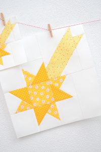 12 Inch Star quilt block hanging on a wall