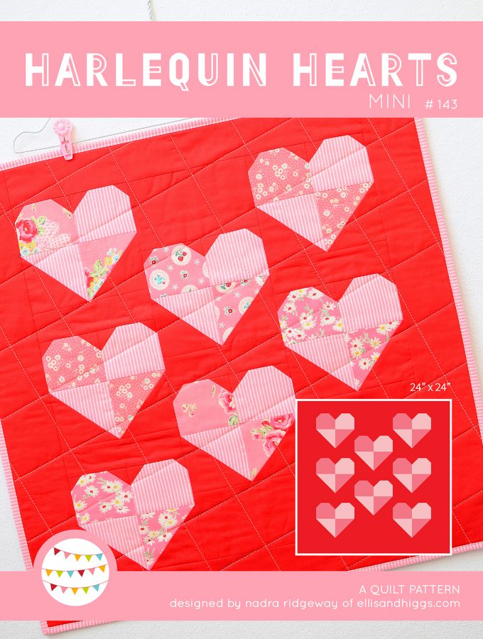 Harlequin Hearts Mini Quilt - Heart Quilt Pattern