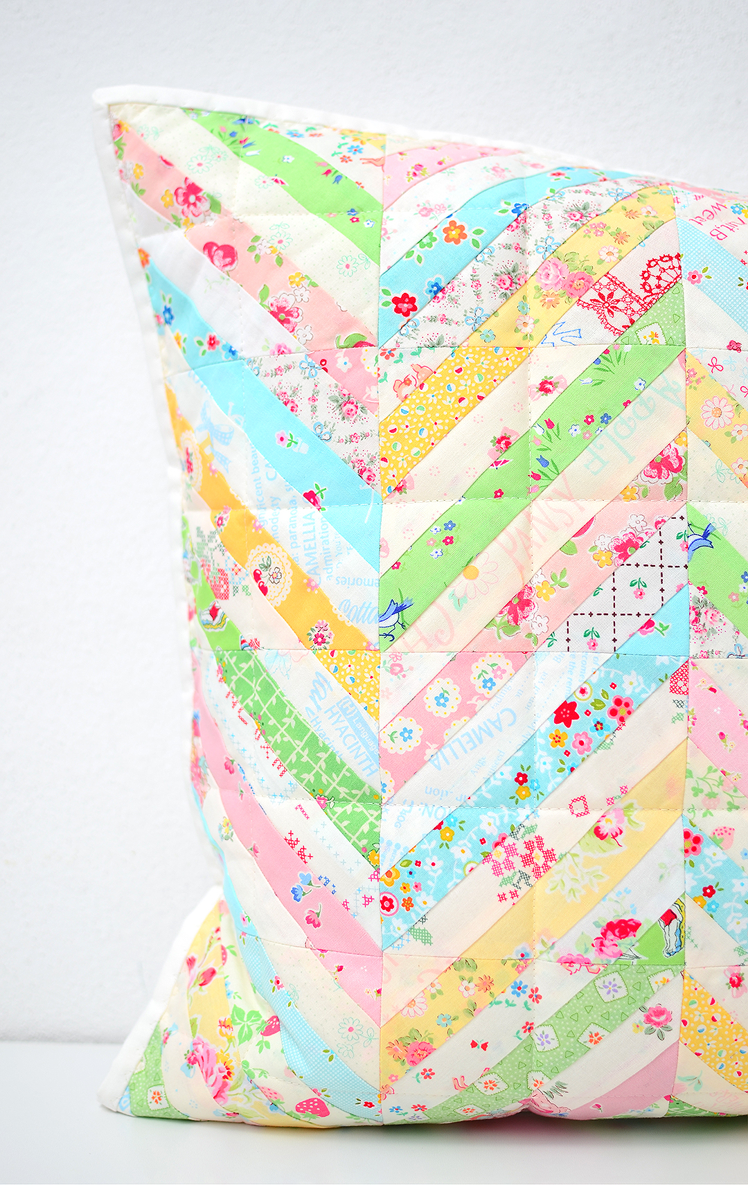 Foundation paper pieced Herringbone quilted pillow