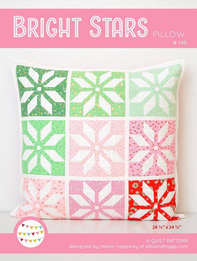 Christmas Quilt Pattern - Bright Stars Pillow / Mini Quilt Pattern