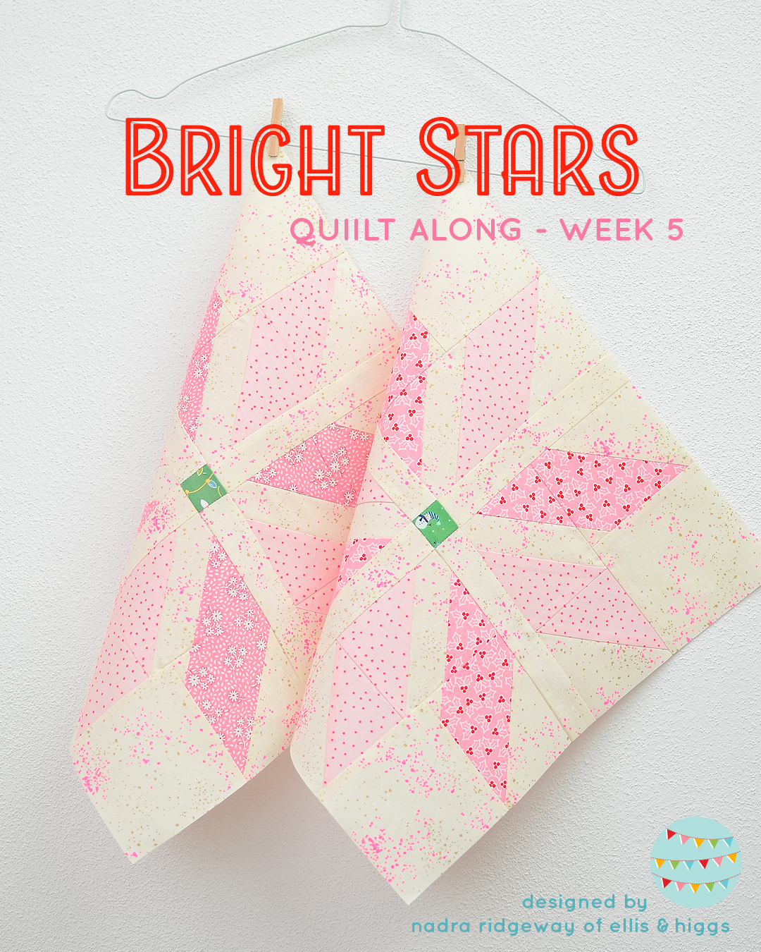 Pink star quilt blocks
