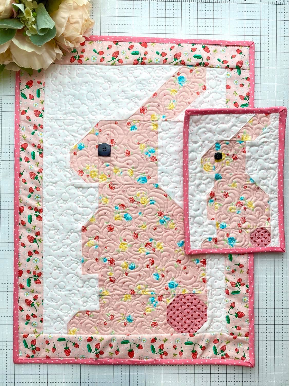 Pink Bunny quilt block