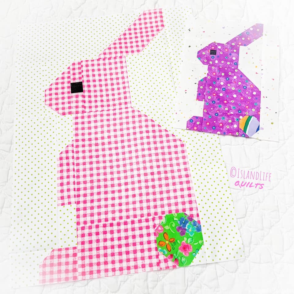 Pink Bunny quilt block