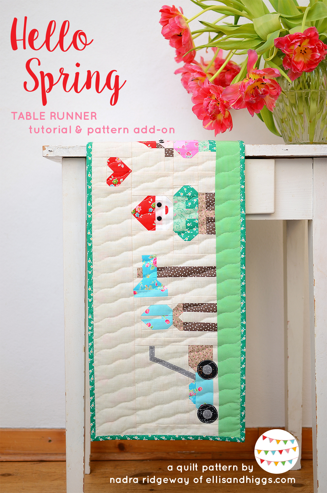 Hello Spring quilted table runner