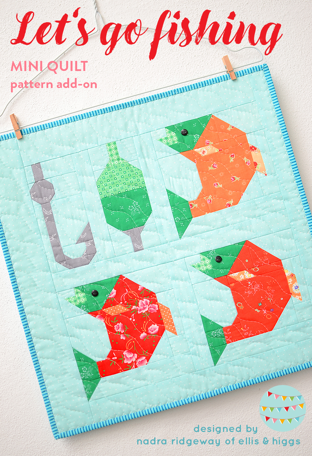 Let's go fishing mini quilt pattern - Camping quilt patterns