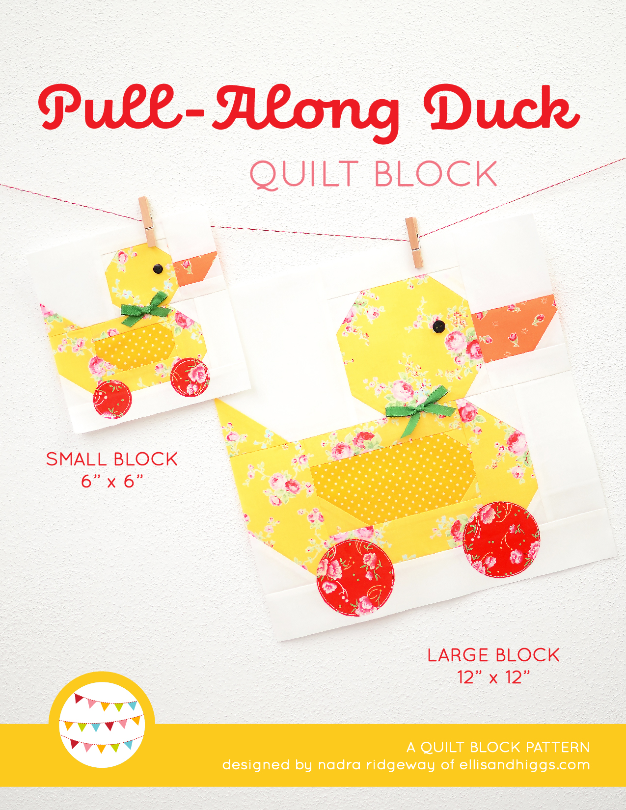 Pull-along Duck quilt pattern - Christmas quilt pattern