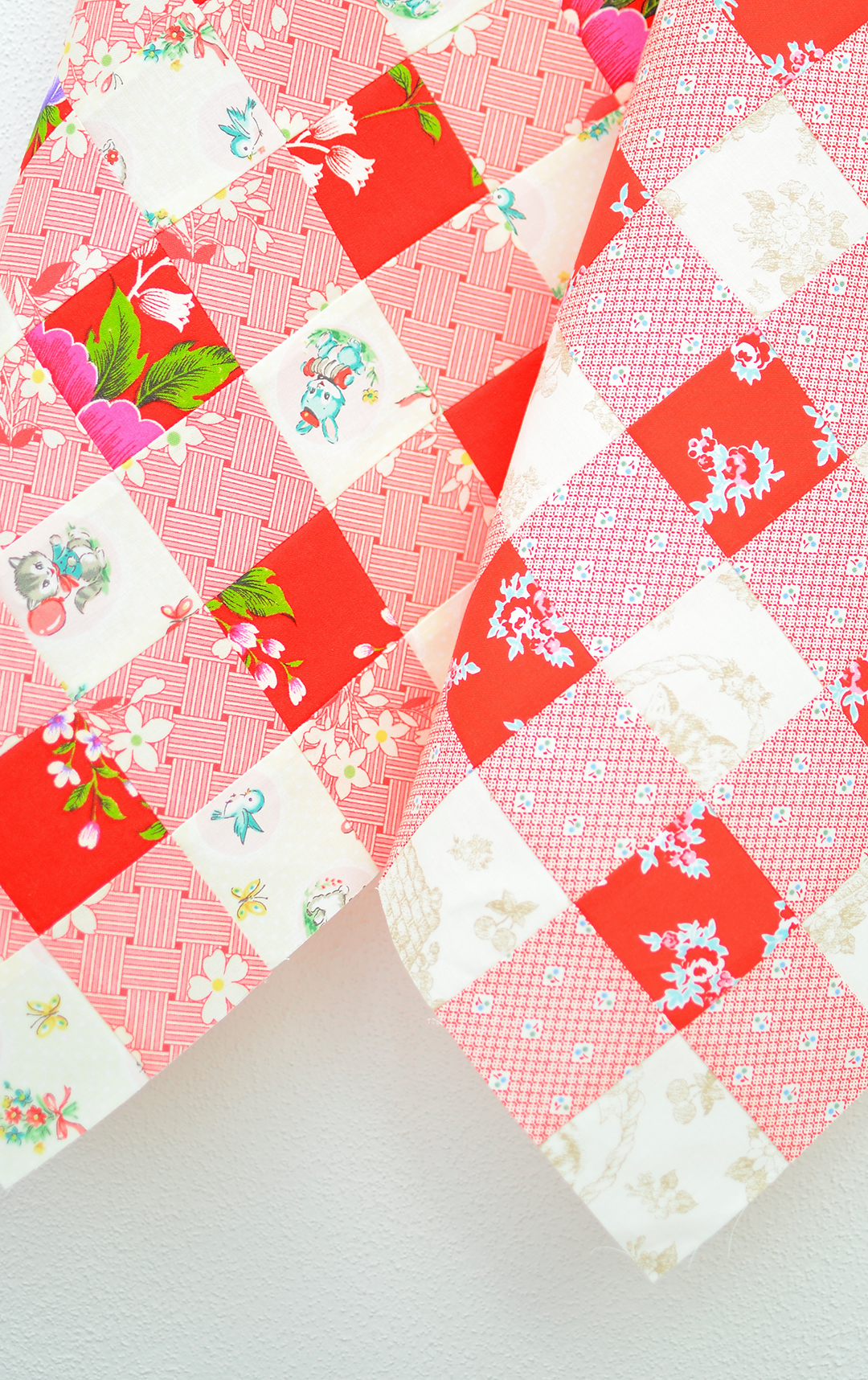 Picnic quilt blocks in red
