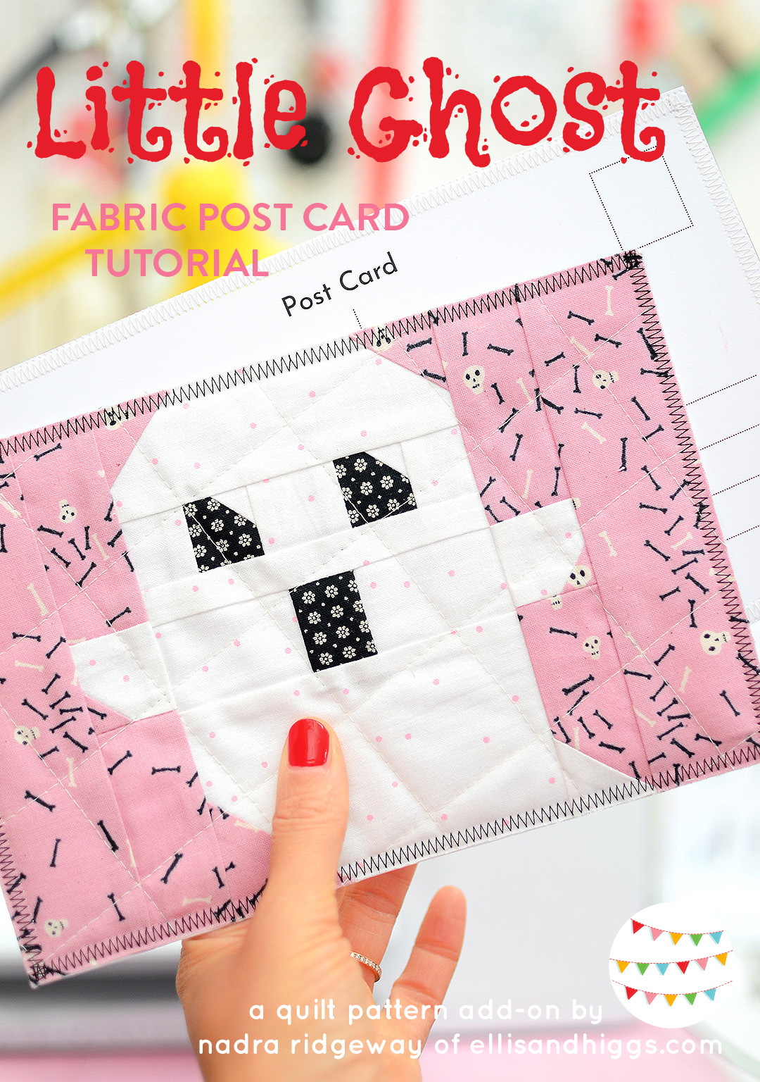 Halloween Fabric Post Card Tutorial & Pattern Add-on