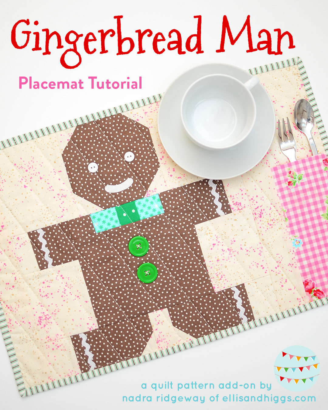 Gingerbread Man placemat quilt pattern - Christmas quilt patterns
