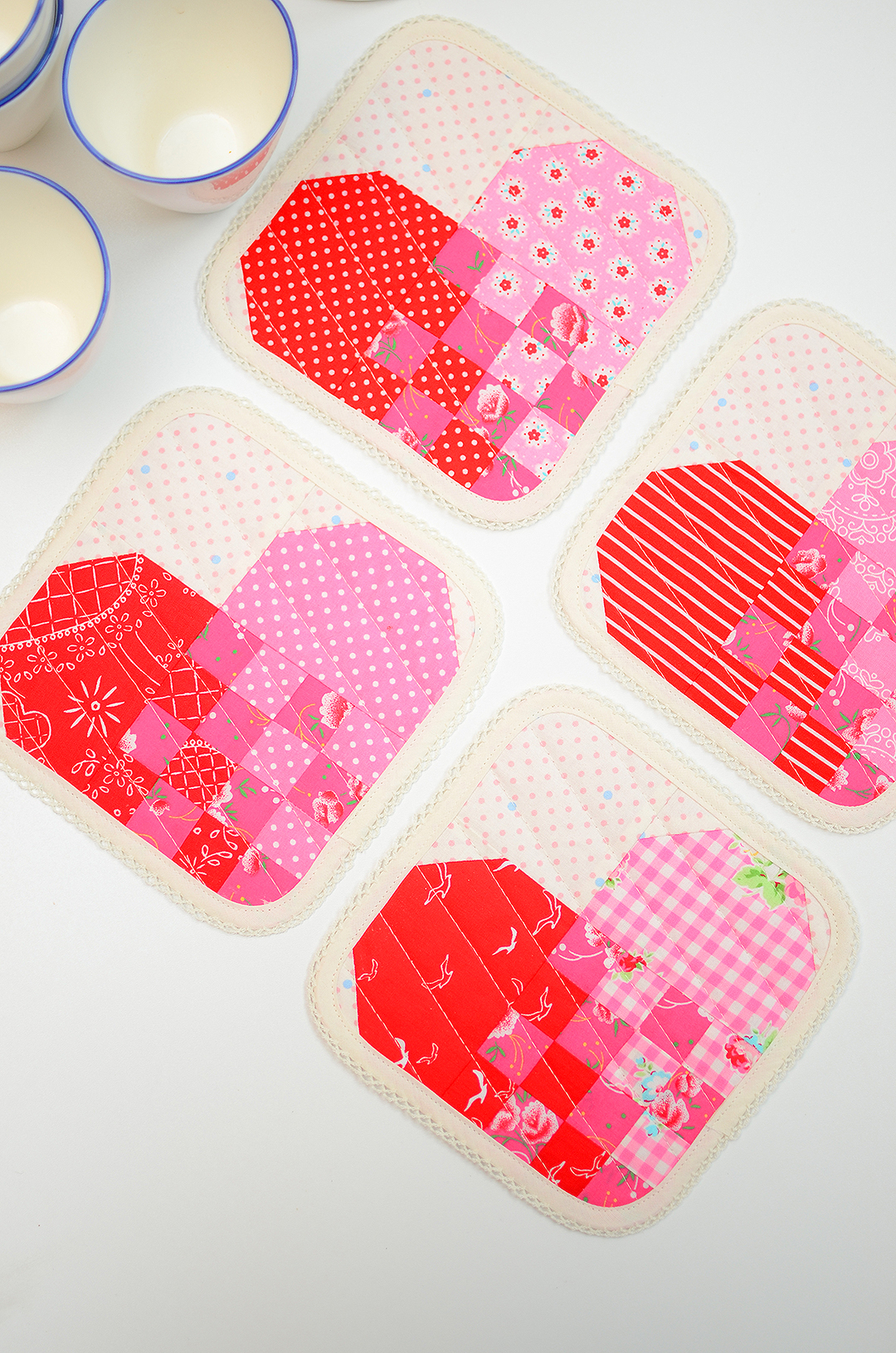 Checkered Heart Quilted Coasters Tutorial - a heart quilt pattern by ellis & higgs