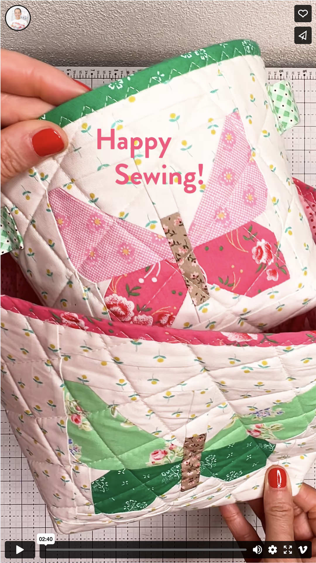 Butterfly Quilted Fabric Basket tutorial - an easy quilt pattern by ellis & higgs